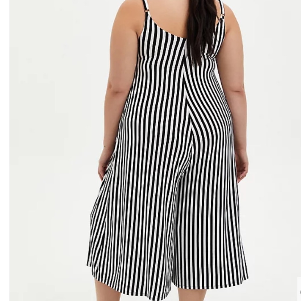 Super Soft Black & White Stripe Culotte Jumpsuit - Picture 4 of 5
